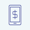 Icon of a smart phone displaying a dollar sign