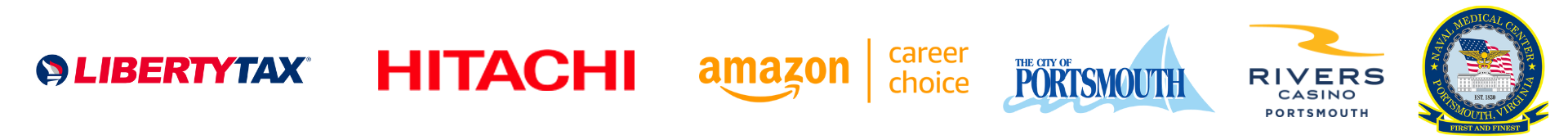 Liberty Tax | Hitachi | Amazon | City of Portsmouth | Rivers Casino | Portsmouth Naval Medical Center