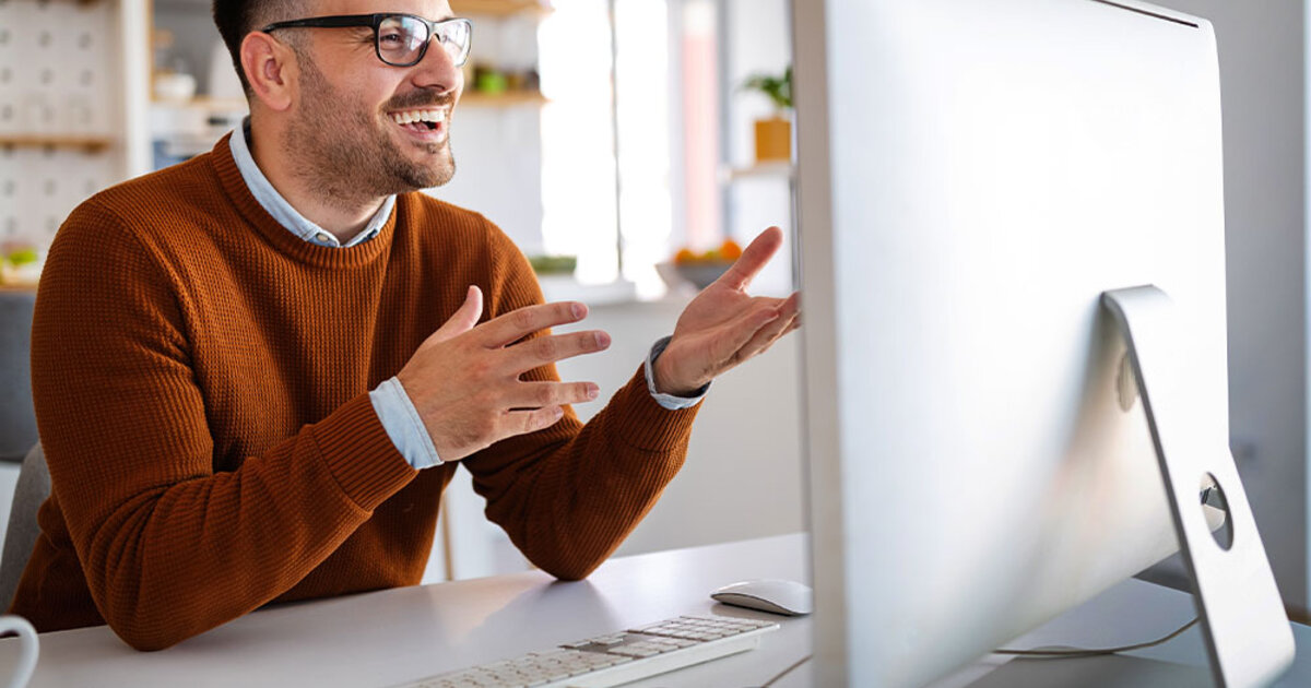 Professional communicating over video chat