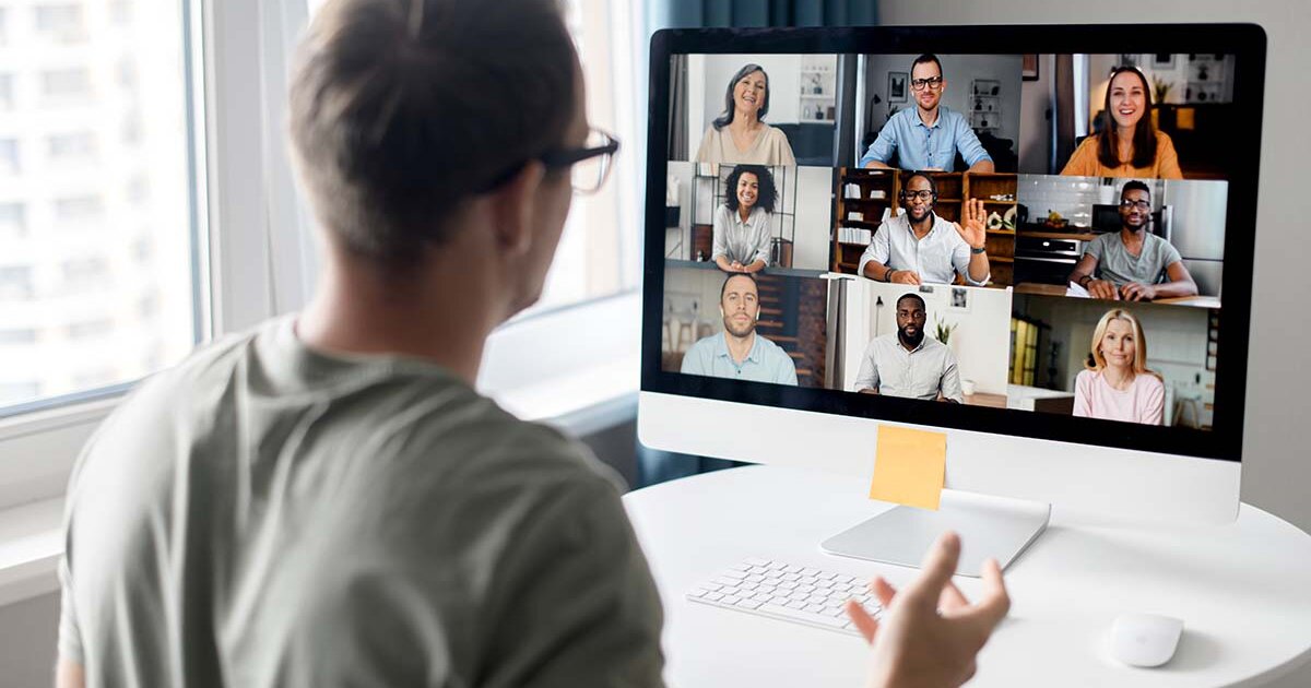 Online webinar at a desktop computer