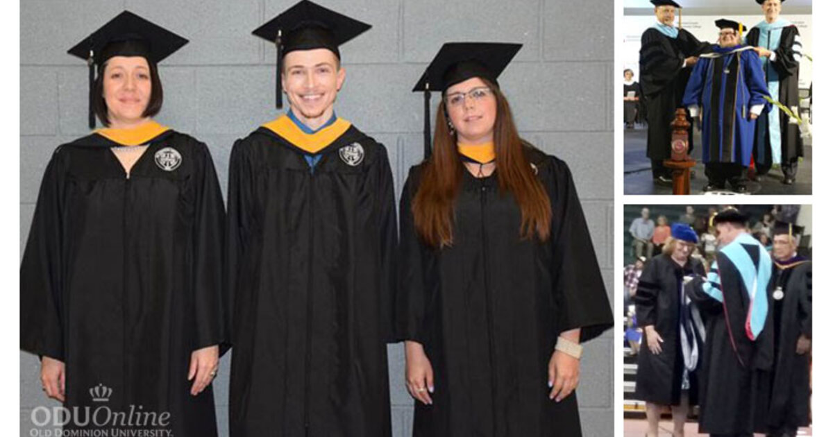 New ODU graduates from online programs participate in local college commencements.