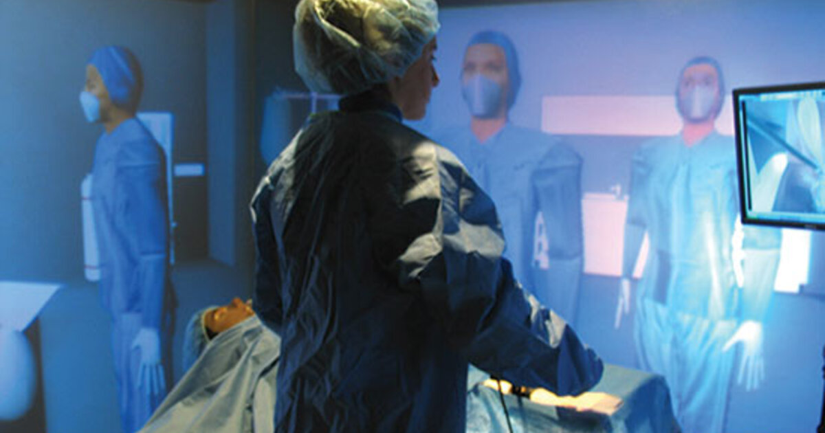 Person participating in a medical training simulation