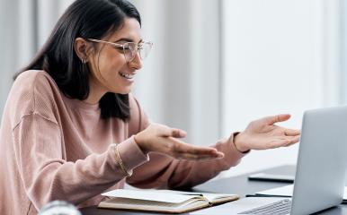 Woman working at a computer