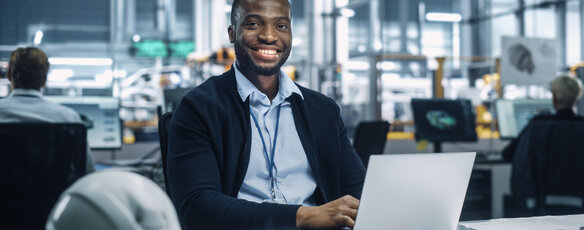 Engineer working on his computer