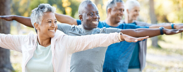 Elders exercising outside