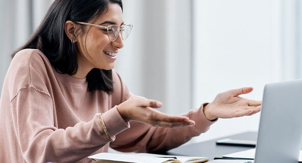 Woman working at a computer
