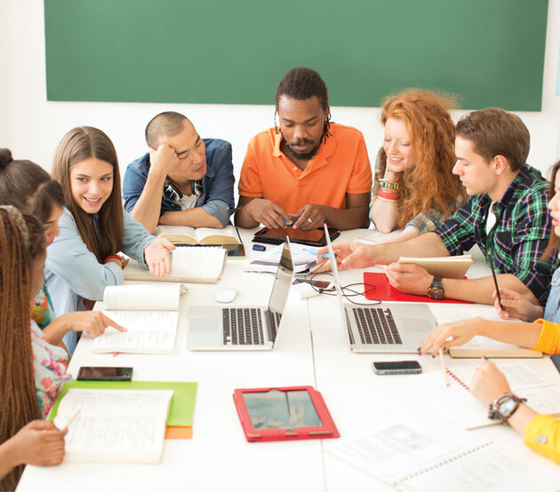 Instructor guides students during a lesson