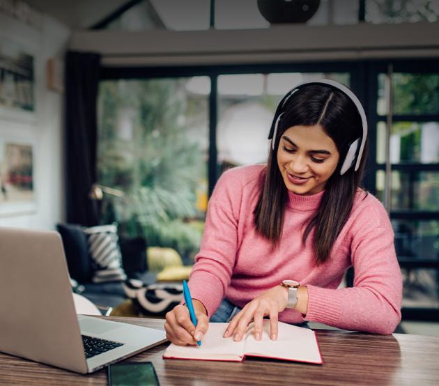 Student studying at home