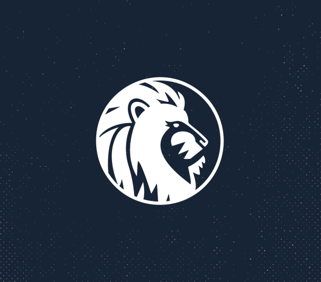 A deep, dark blue phone background with the ODUGlobal lion coin in the center