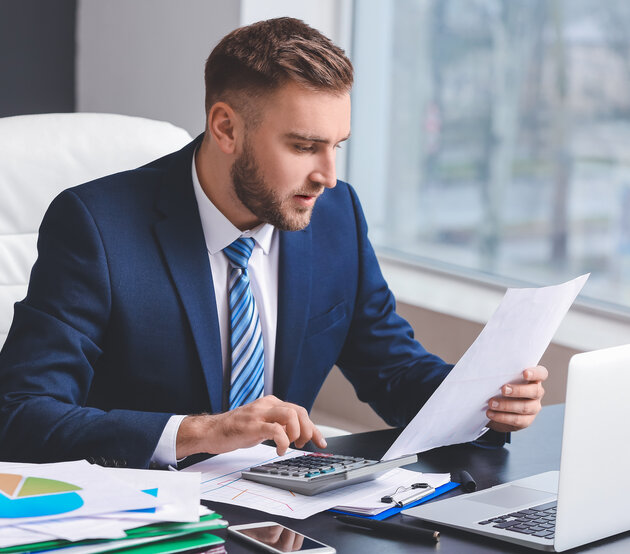 Man working on a finance portfolio