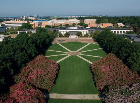 Aerial view of ODU's Norfolk campus