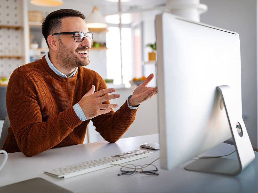 Professional communicating over video chat