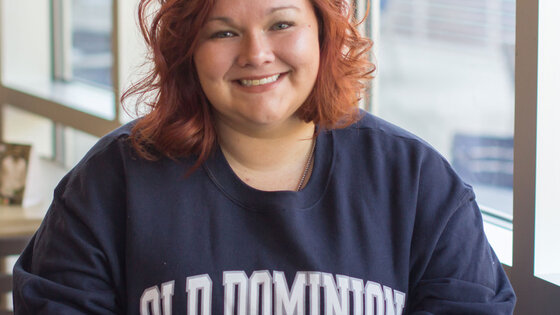 Online student studying at community college