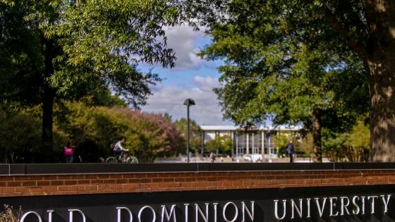 Photo of Old Dominion University campus with sign