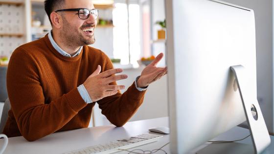 Professional communicating over video chat