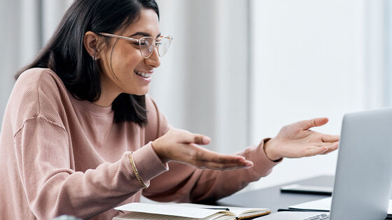 Woman working at a computer