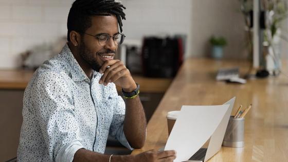 transfer student looking at transcript