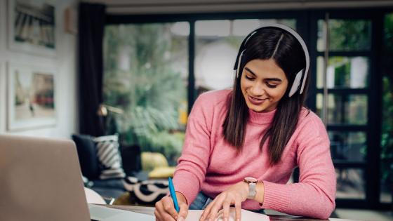 Student studying at home