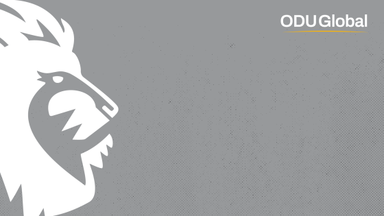 A medium gray background with the ODUGlobal lion face on the left side and the ODUGlobal logo on the top right