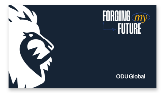 Dark blue "Forging My Future" desktop wallpaper design.