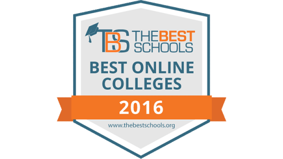 The Best Online Colleges 2016 award seal