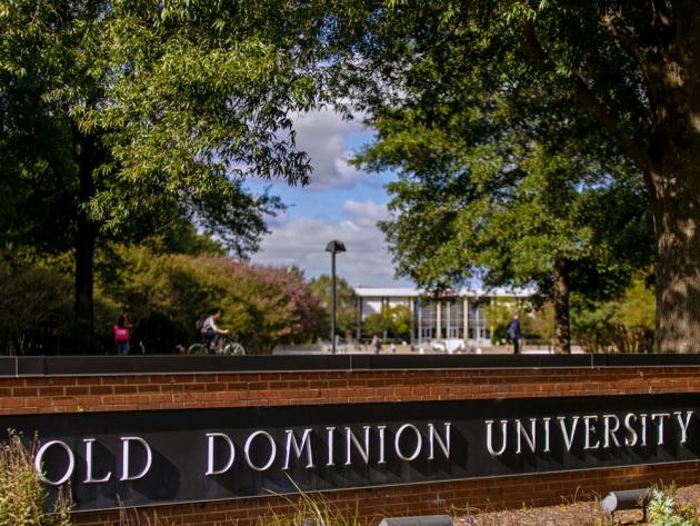 Photo of Old Dominion University campus with sign