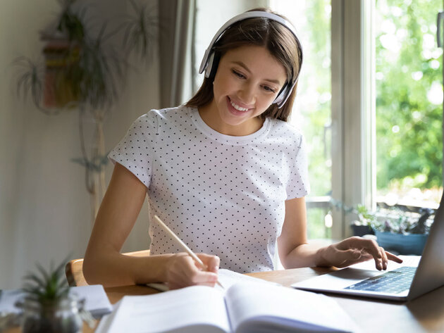 Student taking online classes