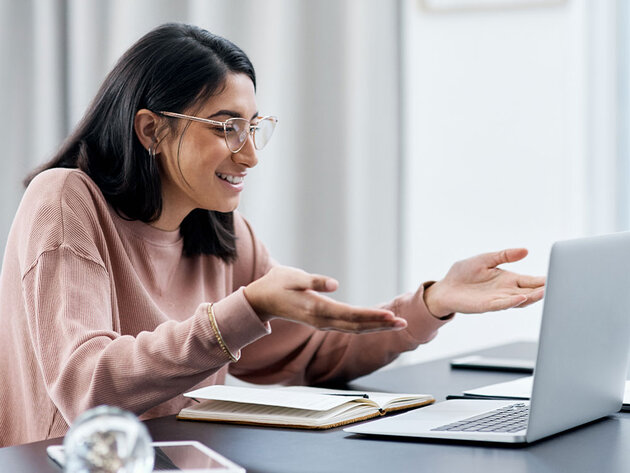 Woman working at a computer