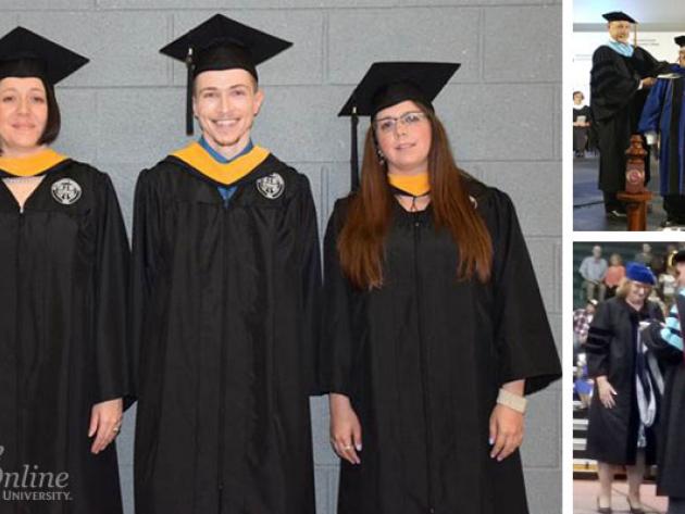 New ODU graduates from online programs participate in local college commencements.