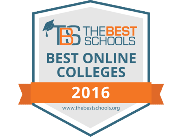 The Best Online Colleges 2016 award seal